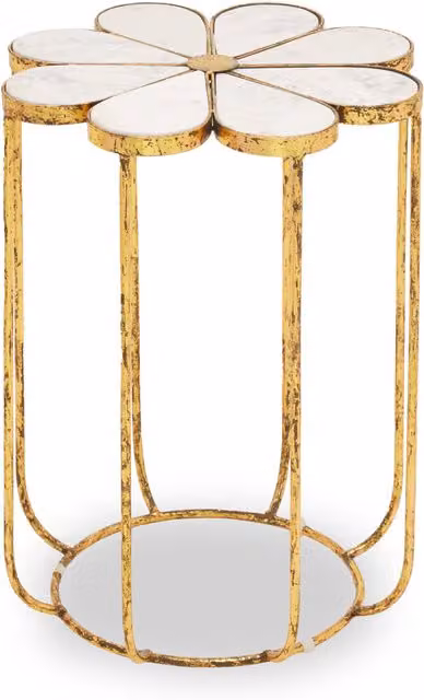 Orsina Petal Side Table with Marble Top and Gold Finish
