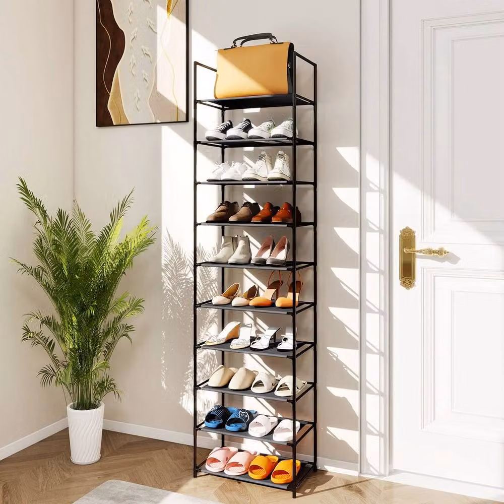 PAWNORA 10 Tier Metal Shoe Rack in Black, W/D/H: 28 x 45 x 173 cm – 5