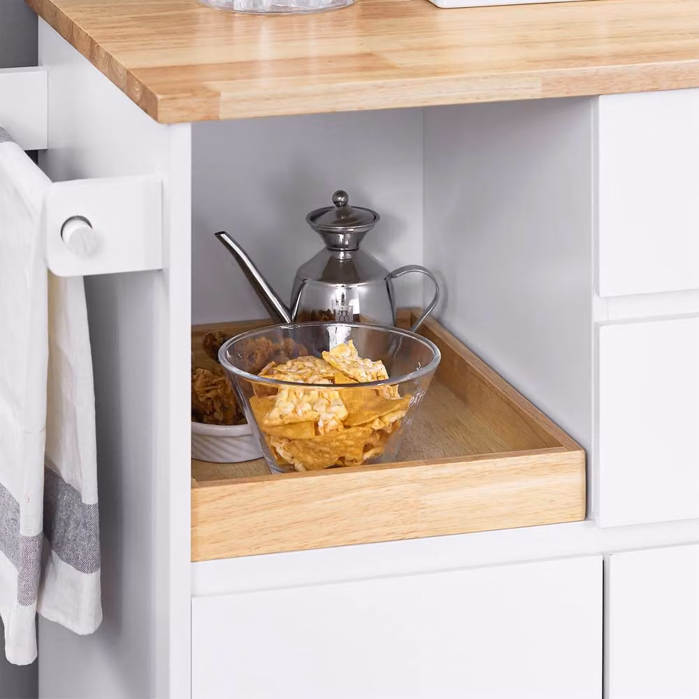 SoBuy Kitchen Trolley with Wood Top and 2 Drawers in White – 4