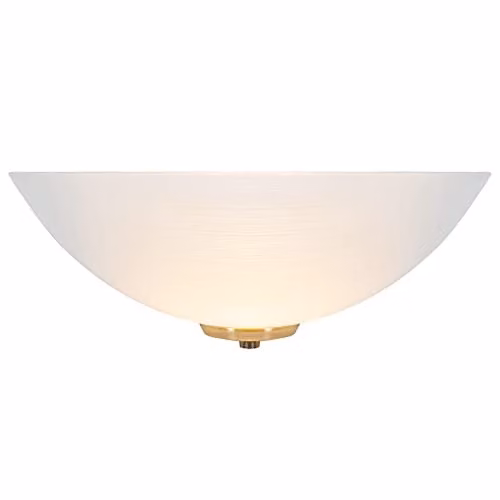 Happy Homewares Traditional Antique Brass Trim Flush Wall Uplighter with Opal Swirl Glass Diffuser, Gold/Brass and White, Width: 30.5 cm