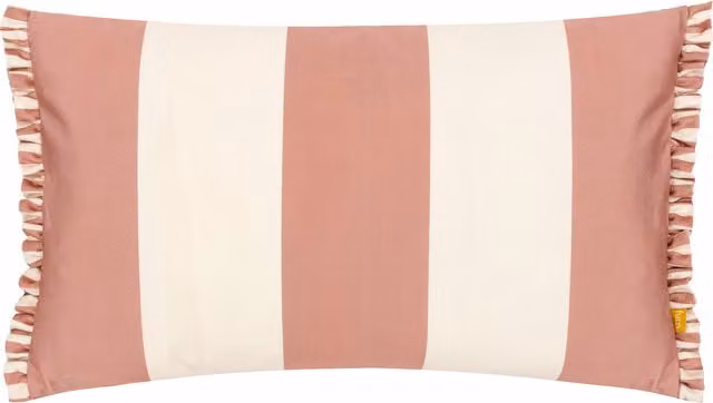 Make it a Home Araya Striped Pink Velvet Rectangular Cushion with Polyester and Feather Filling