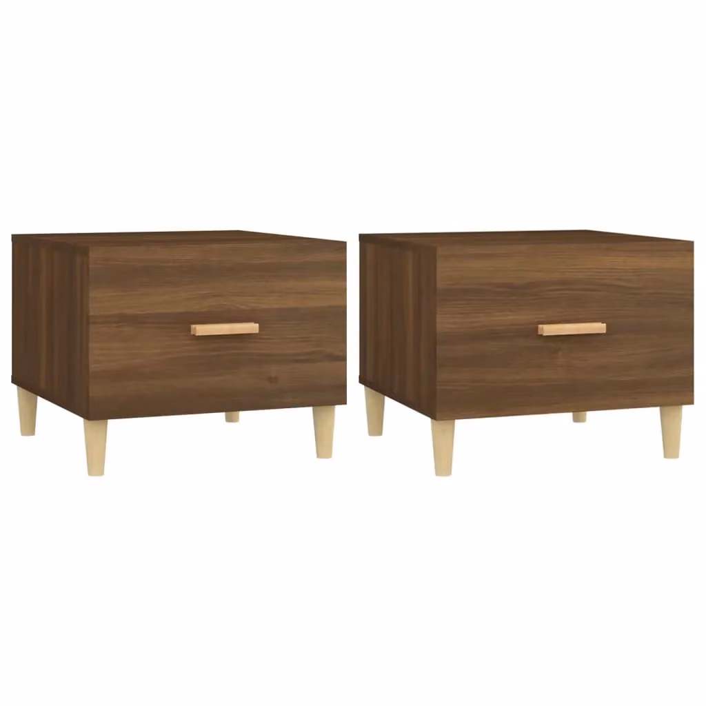 Berkfield Home Set of 2 Brown Oak Square Coffee Tables, W/D/H: 50 x 50 x 40 cm – 2
