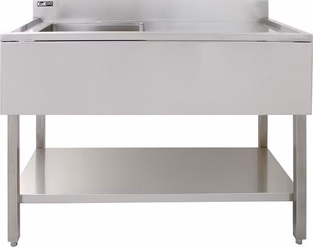 KuKoo Stainless Steel Floor Standing Catering Sink with Right Hand Drainer, Silver, W/D/H: 120 x 60 x 90 cm