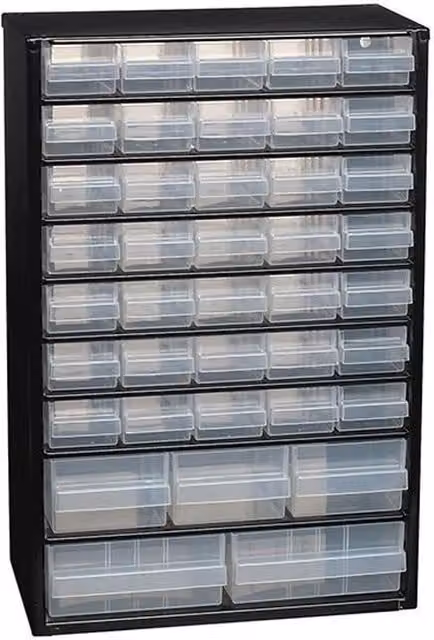 Raaco 1321-07 Metal Cabinet with 40 Drawers in Black and Multicolour