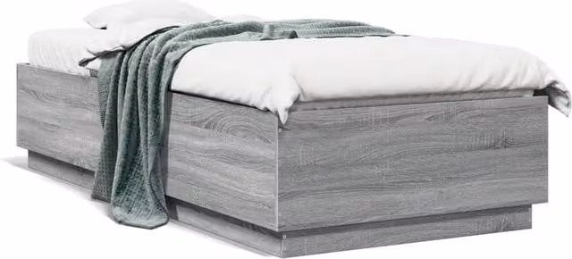 Berkfield Home Sonoma Bed Frame in Grey, W/D/H: 90 x 200 cm