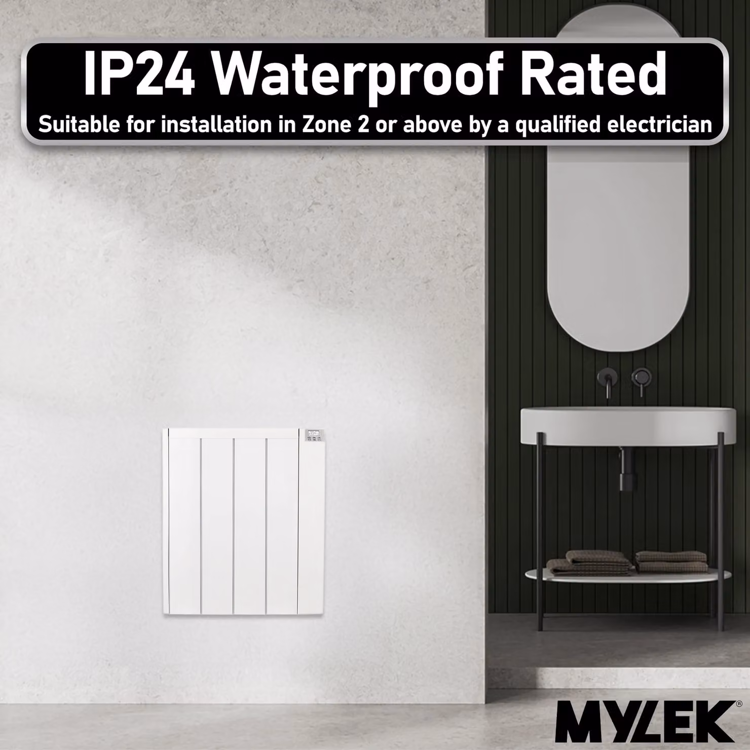 MYLEK 600W Ceramic Electric Panel Heater with Digital Timer in White – 4