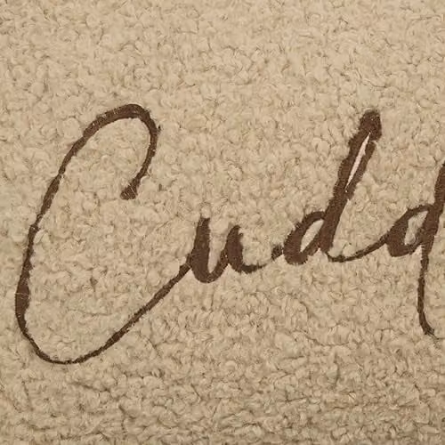Fusion Rectangular Textured Embroidered Filled Cushion in Beige, W: 50 cm, H: 30 cm, D: 30 cm – 3