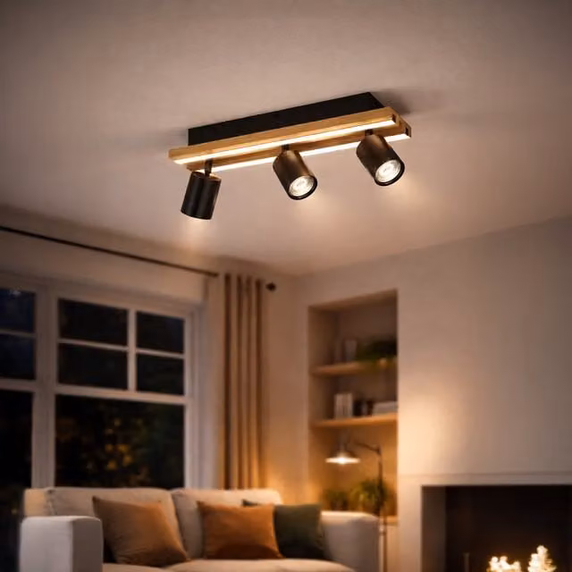 Eglo Gesteira 3-Light LED Spotlight, Warm White, Black and Brown