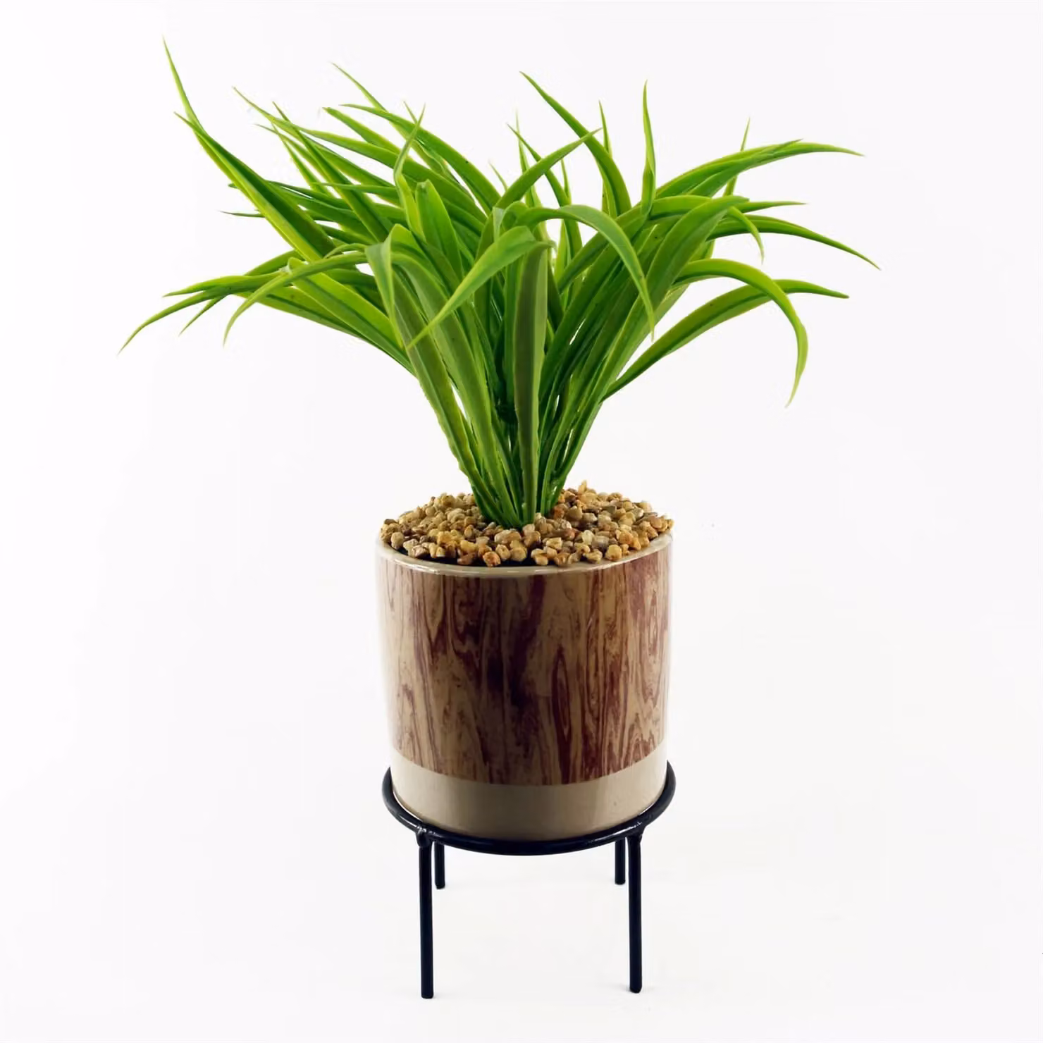Leaf Design UK Realistic Artificial Grass with Ceramic Planter and Metal Stand, Green, Height: 35 cm – 2