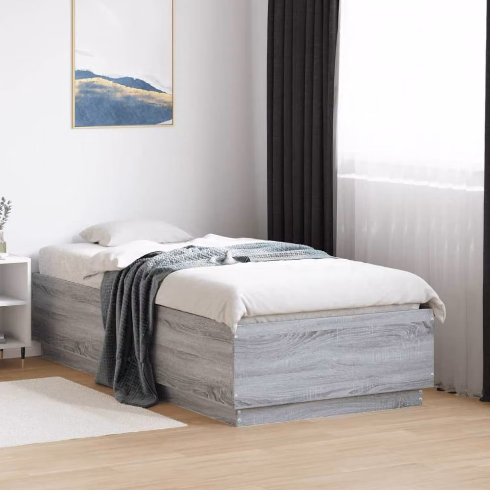 Berkfield Home Sonoma Single Bed Frame with LED Under-Bed Lighting in Grey, W/D/H: 90 x 193 x 40 cm – 2
