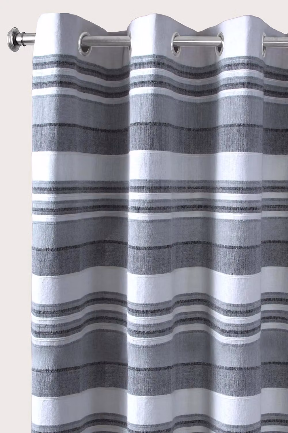 Homescapes Cotton Morocco Striped Eyelet Curtain Pair in Grey, Width: 167 cm, Drop: 228 cm – 4