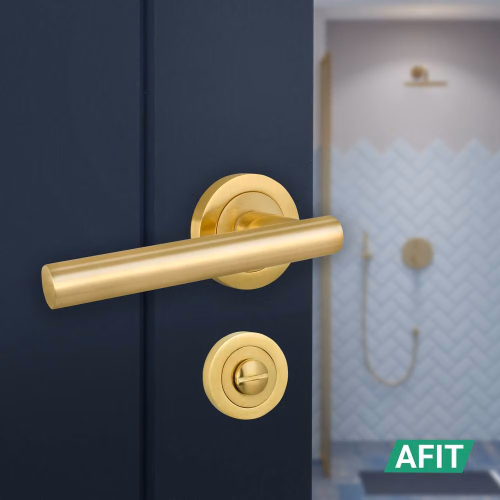 AFIT Satin Brass T-Bar Bathroom Handle and WC Privacy Lock Set in Gold, 1 Pair – 4