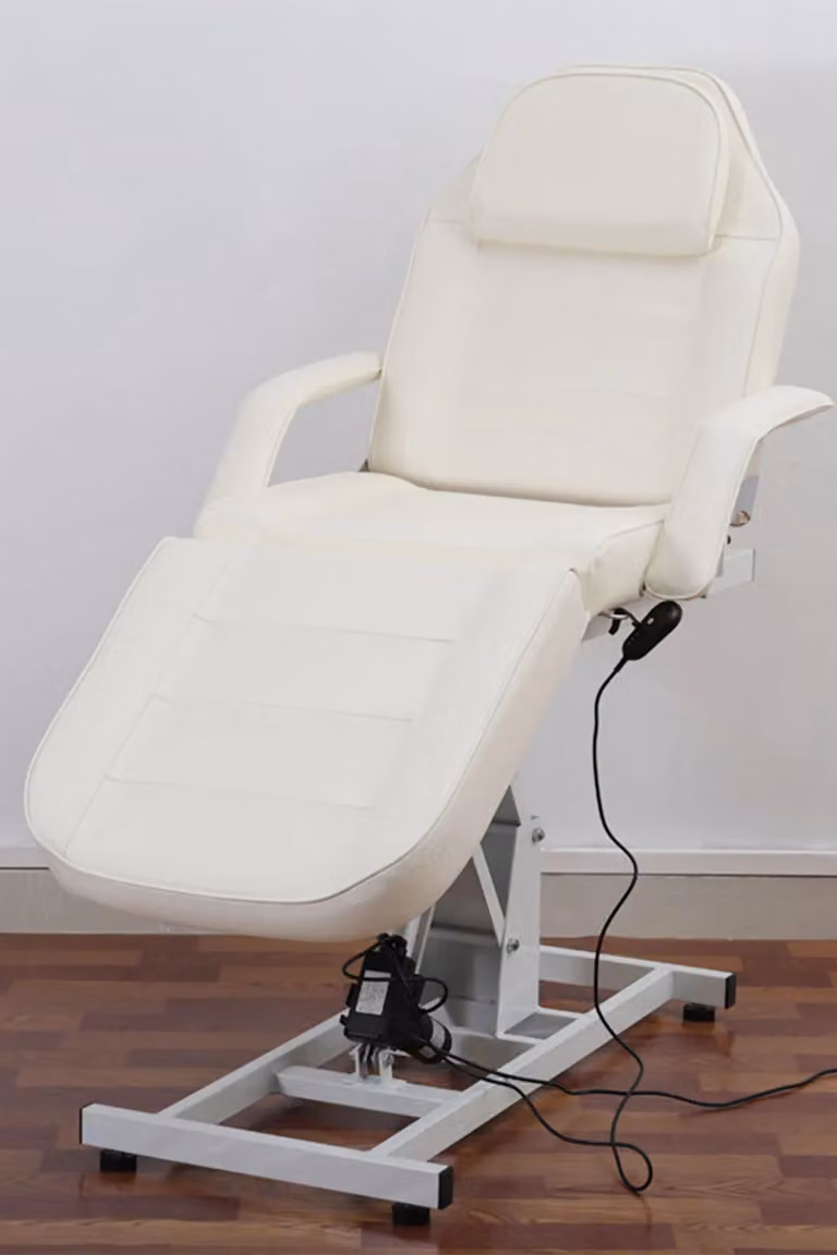SHEONLY Adjustable Electric Facial Bed with Motorised Height and Angle Control in White