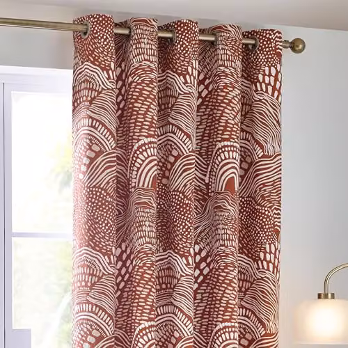 Riva Home Nola Abstract Geometric Eyelet Curtains, Brown, H 137 cm x W 117.1 cm – 2
