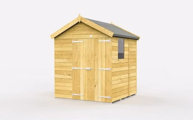 Buttercup Farm Brown Apex Wooden Garden Shed with Double Doors and Windows, W/D/H: 175 x 158 x 217 cm – 1
