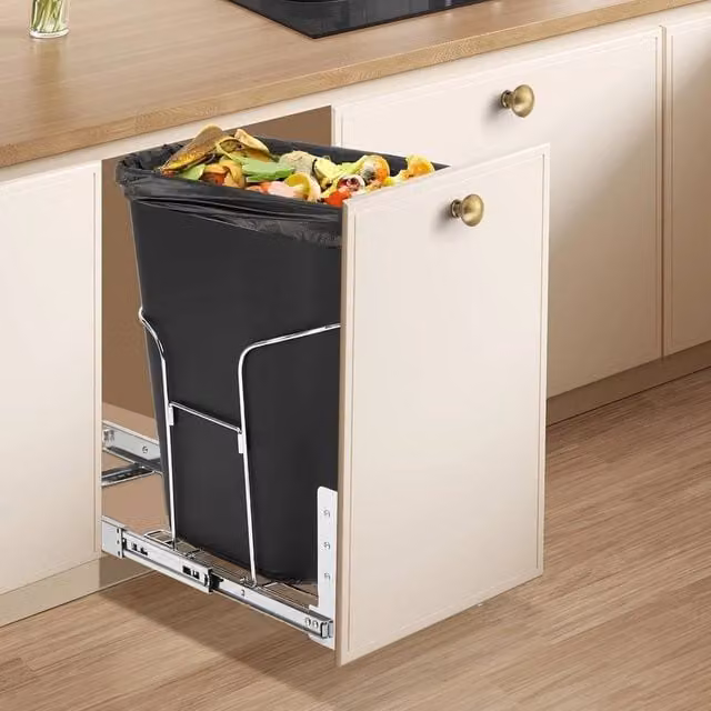 VOGREX Black Steel Under Cabinet Kitchen Cupboard Bin – 1