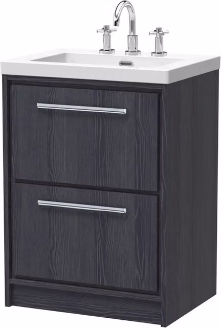 Balterley Longnor 2 Drawer Vanity Basin Unit, Graphite Grey, W: 60 cm, H: 84.5 cm