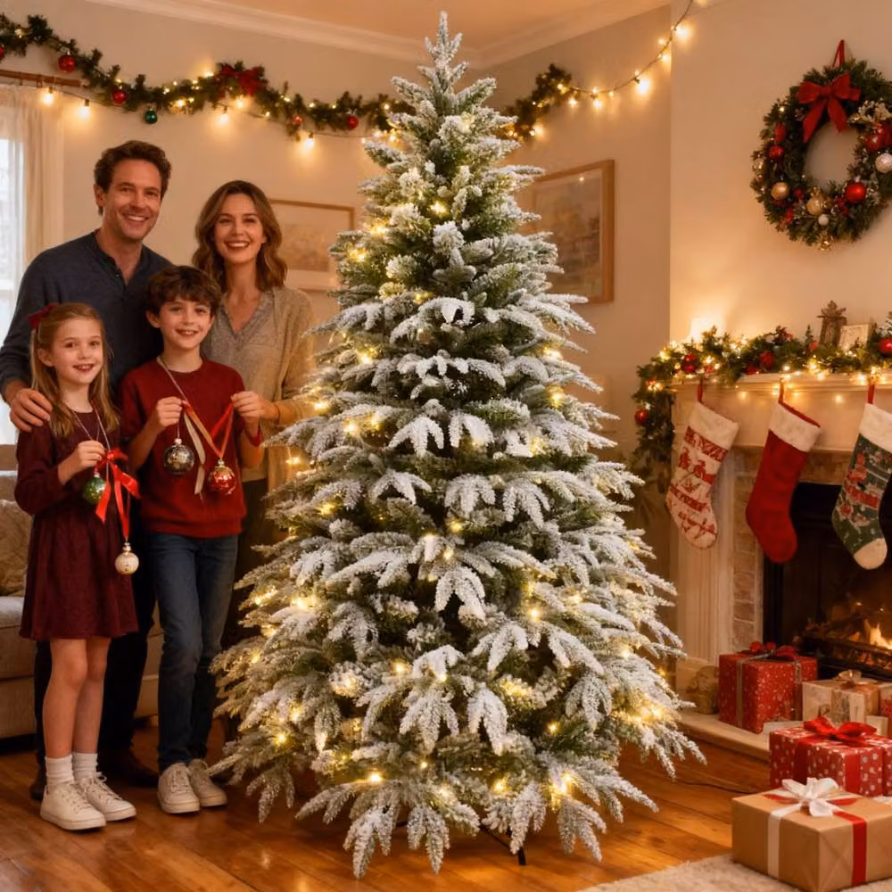 Shatchi 5ft Prelit Green Lapland Fir Christmas Tree with Warm White LEDs – 6