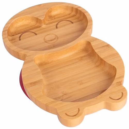 Tiny Dining Penguin Divided Bamboo Baby Suction Plate in Red – 1