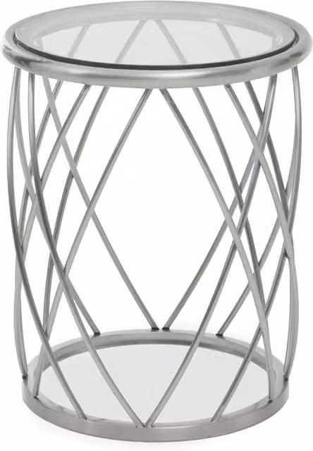 Interiors by Premier Ackley Modern Round Silver Side Table with Clear Glass Top