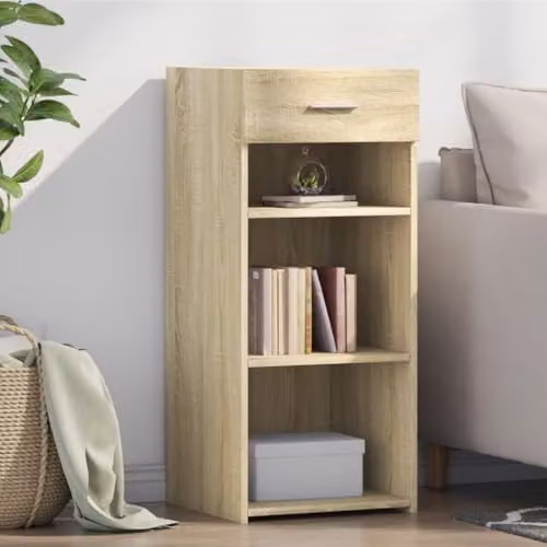vidaXL Modern Sideboard in Sonoma Oak, Brown MDF, W/D/H: 40.0 x 42.5 x 93.0 cm