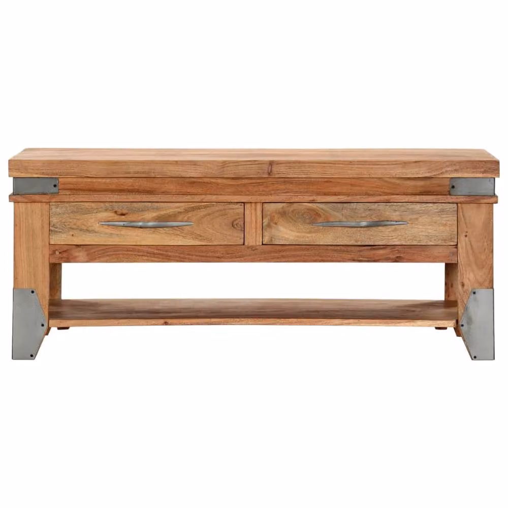 Berkfield Home Rustic Solid Acacia Wood Coffee Table, Brown, W/D/H: 110 x 52 x 45 cm – 2