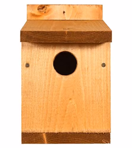 Happy Beaks Classic Redwood Wooden Garden Bird Nesting Box in Brown with 30mm Hole