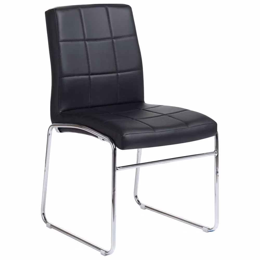 Wyld and Coco Set of 2 Black Faux Leather Conference Chairs with Chrome Cantilever Legs – 3