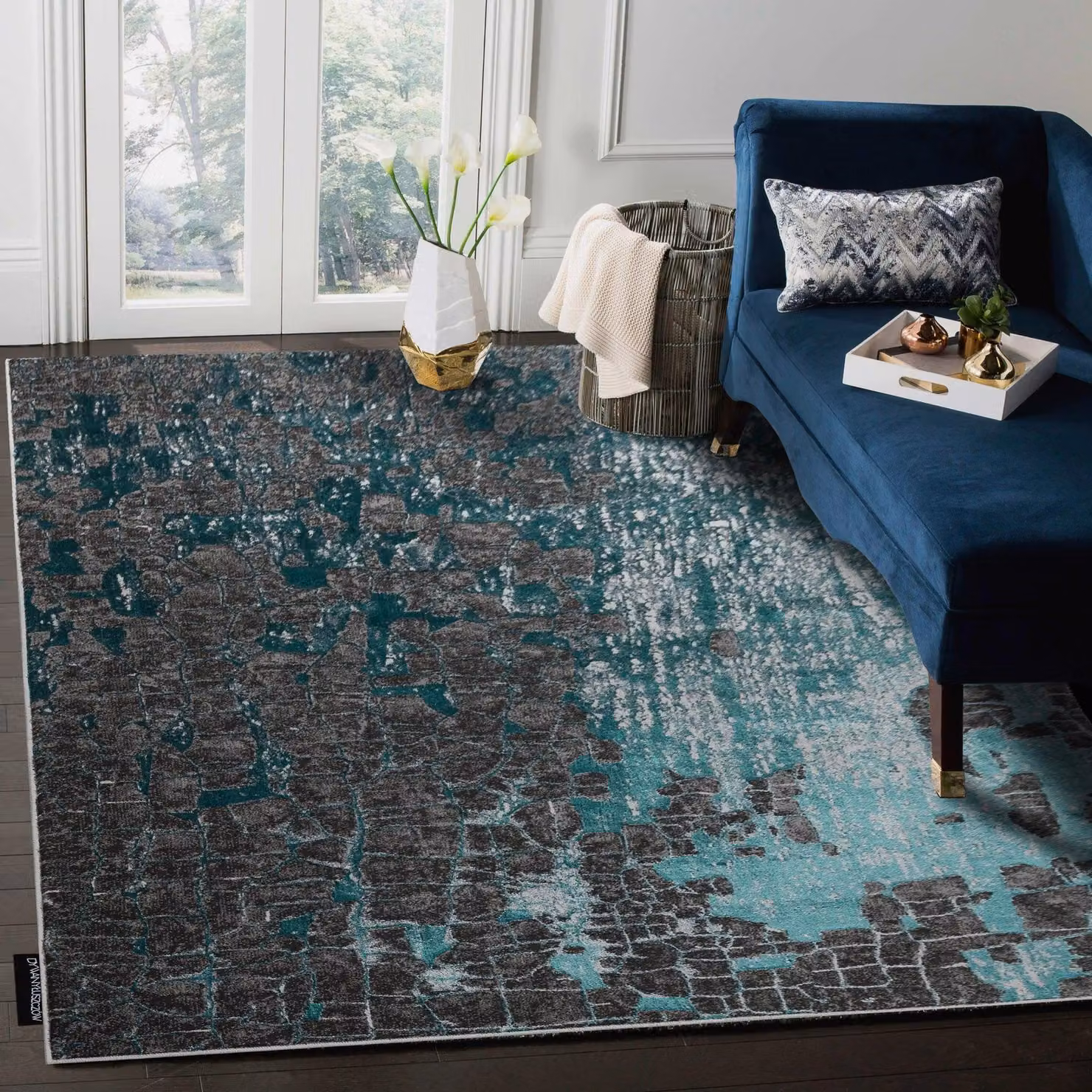 RugsX De Luxe Abstract Rectangular Rug in Green and Multicolour, W: 140 cm, D: 190 cm – 4