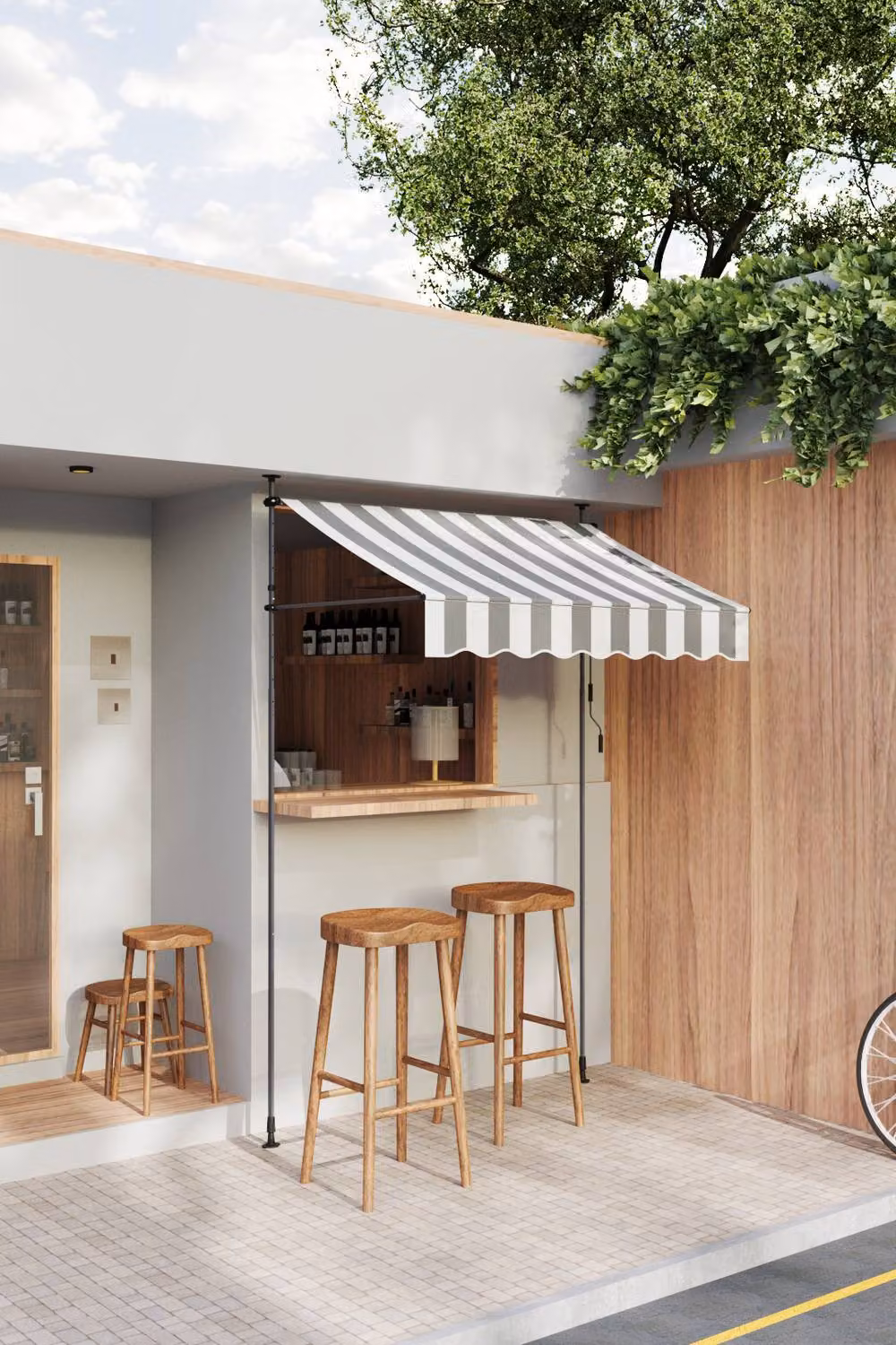 Living and Home Manual Retractable Outdoor Patio Awning with Hand Crank in Grey, W/D/H: 300 x 150 x 300 cm – 2
