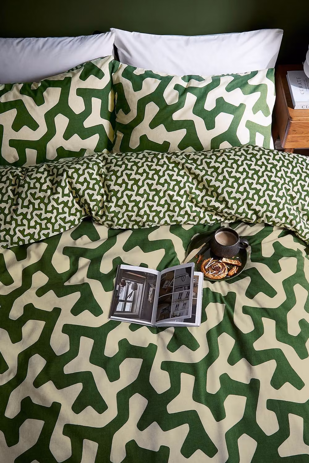 Helena Springfield Hikani Reversible Cotton Duvet Cover and Pillowcase Set, Green, W/D/H: 200 x 200 cm – 3