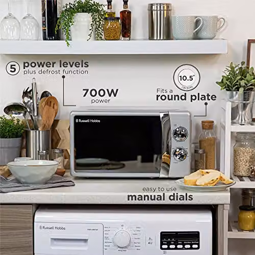 Russell Hobbs RHMM701S 17L 700W Silver Solo Manual Countertop Microwave – 2