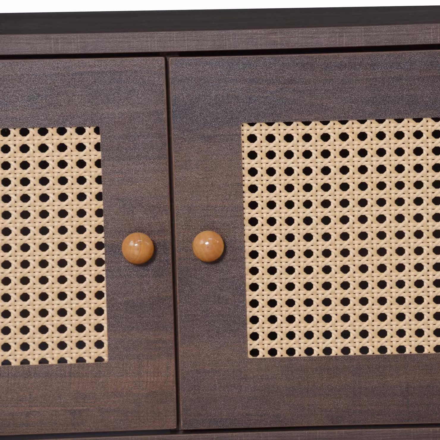 Aosom UK Retro Brown Wood and Rattan TV Entertainment Centre with 2 Drawers and 2 Cabinets, W/D/H: 200 x 37 x 49.5 cm – 6