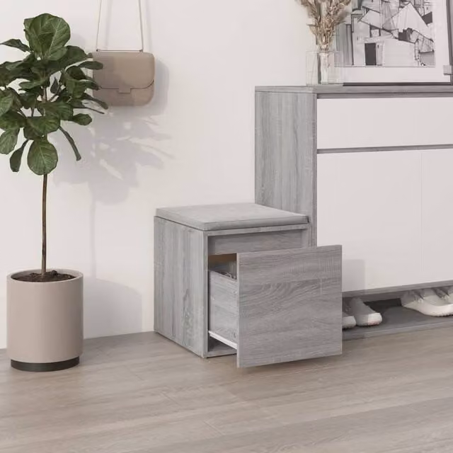 Berkfield Home Stylish Box Drawer in Grey Sonoma, W/D/H: 40.5 x 40 x 40 cm