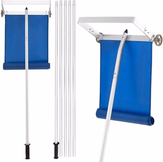 COSTWAY Telescopic Lightweight Manual Snow Roof Rake in Blue