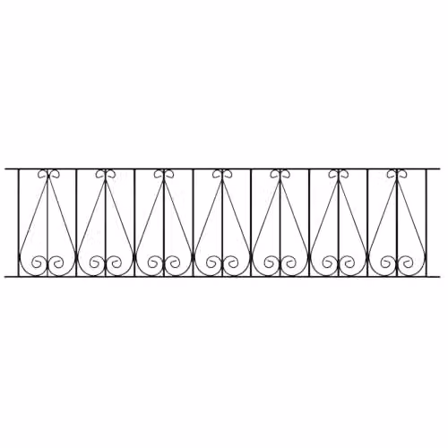 Burbage Iron Craft Regent Scroll Railing Panel, Black Powder Coated Galvanised Steel, W: 183.0 cm, H: 39.5 cm