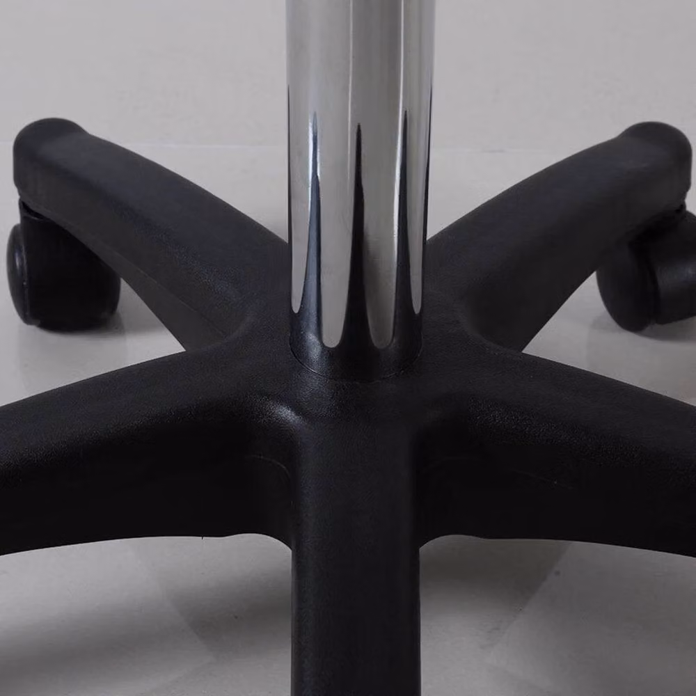 FORGEVIO Adjustable Salon Beauty Stool on Wheels in Black with Synthetic Leather and Metal Frame – 3