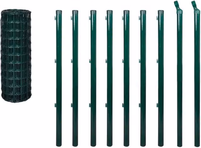 Berkfield Home Modern Euro Fence Steel PVC Coated Green W: 10 m, H: 2.2 m – 1