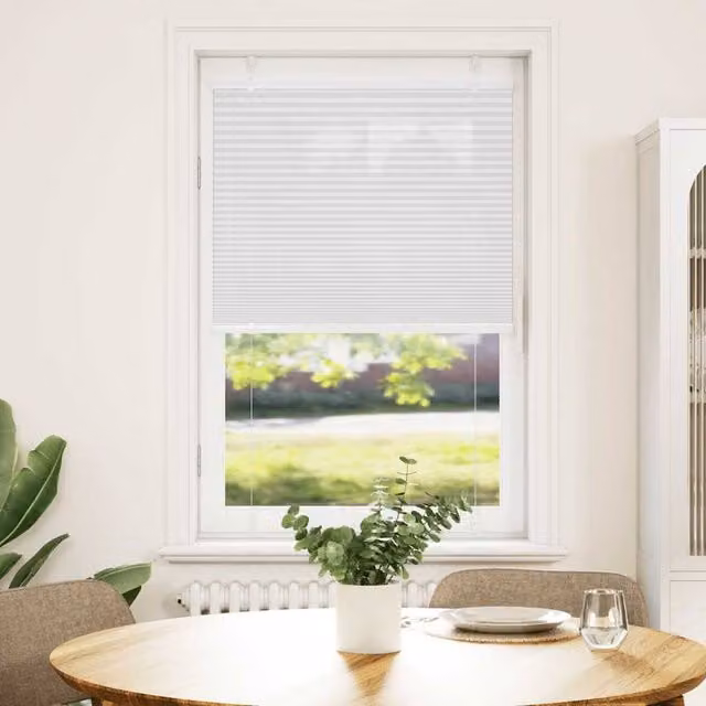 Berkfield Home White Single Pleat Fabric Blind with Cord, W: 69.4 cm, H: 100 cm