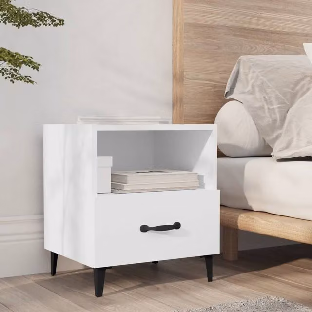 Berkfield Home White MDF Bedside Cabinet