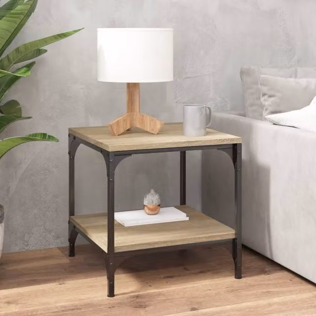 Berkfield Home Set of 2 Sonoma Oak Side Tables in Light Tan, W/D/H: 40 x 40 x 40 cm – 1