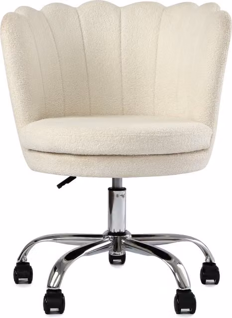 Home Garden Direct Flora Boucle Office Chair with Scalloped Back in Cream
