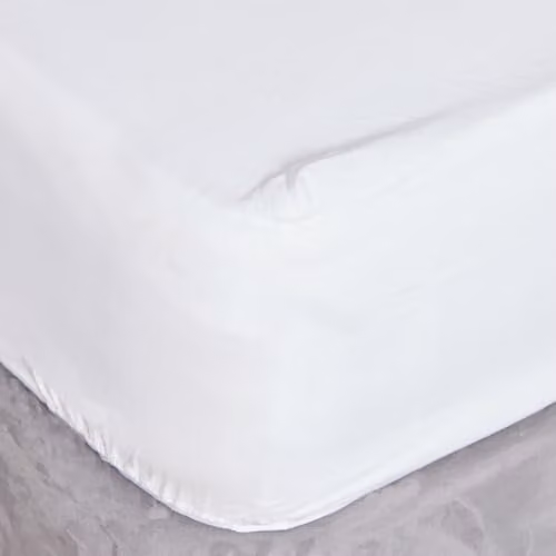 Highams Double Fitted Sheet White, 30cm Deep Polycotton, W/D/H: 135 x 190 x 30 cm