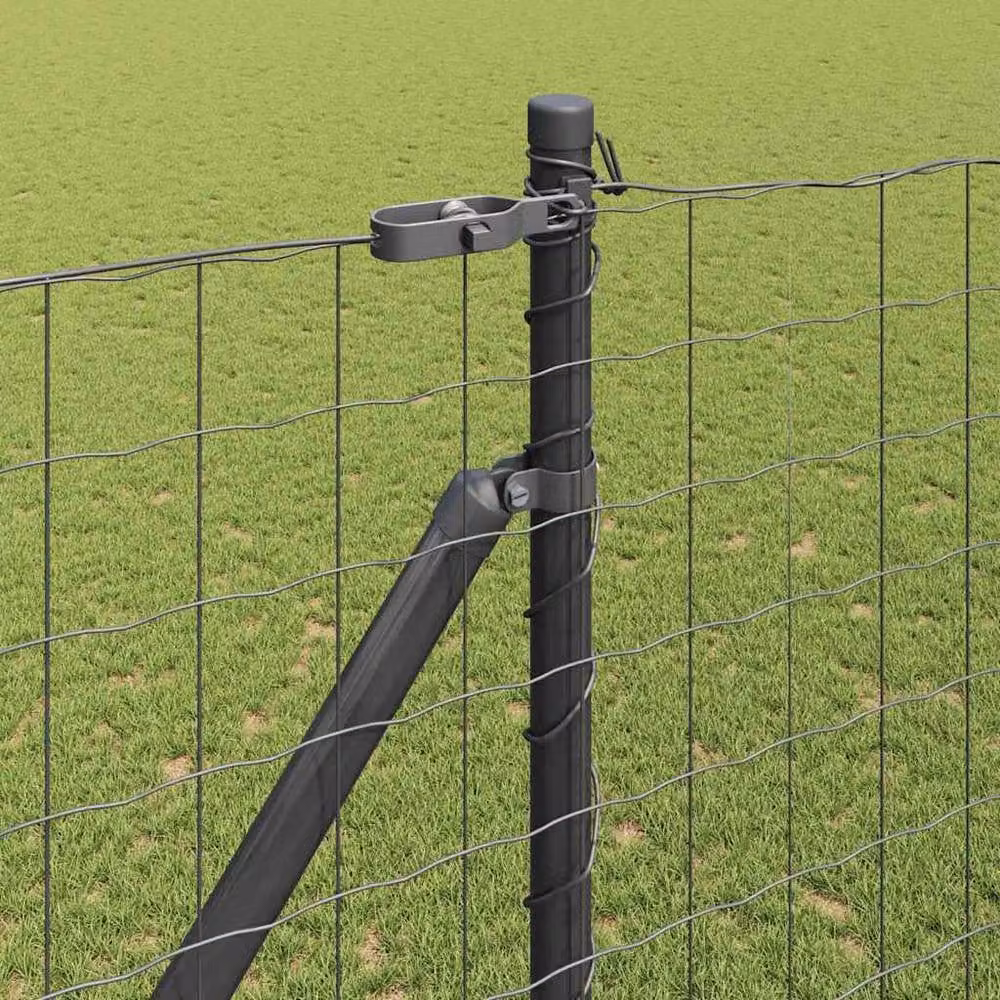 Berkfield Home Euro Fence Grey Galvanised Steel with 7 Spike Posts, W: 10 m, H: 1.5 m – 3