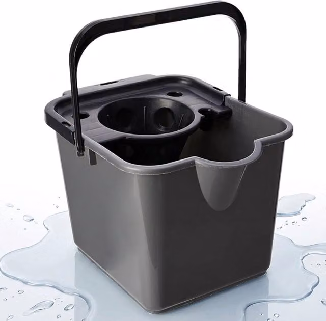 Storm Trading Group Pack of 2 Black 12L Plastic Mop Buckets with Wringer