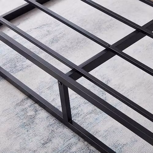 House Of Home Black Metal Platform Double Bed Frame with Under Bed Storage Space, W/D/H: 140 x 200 x 25 cm – 8