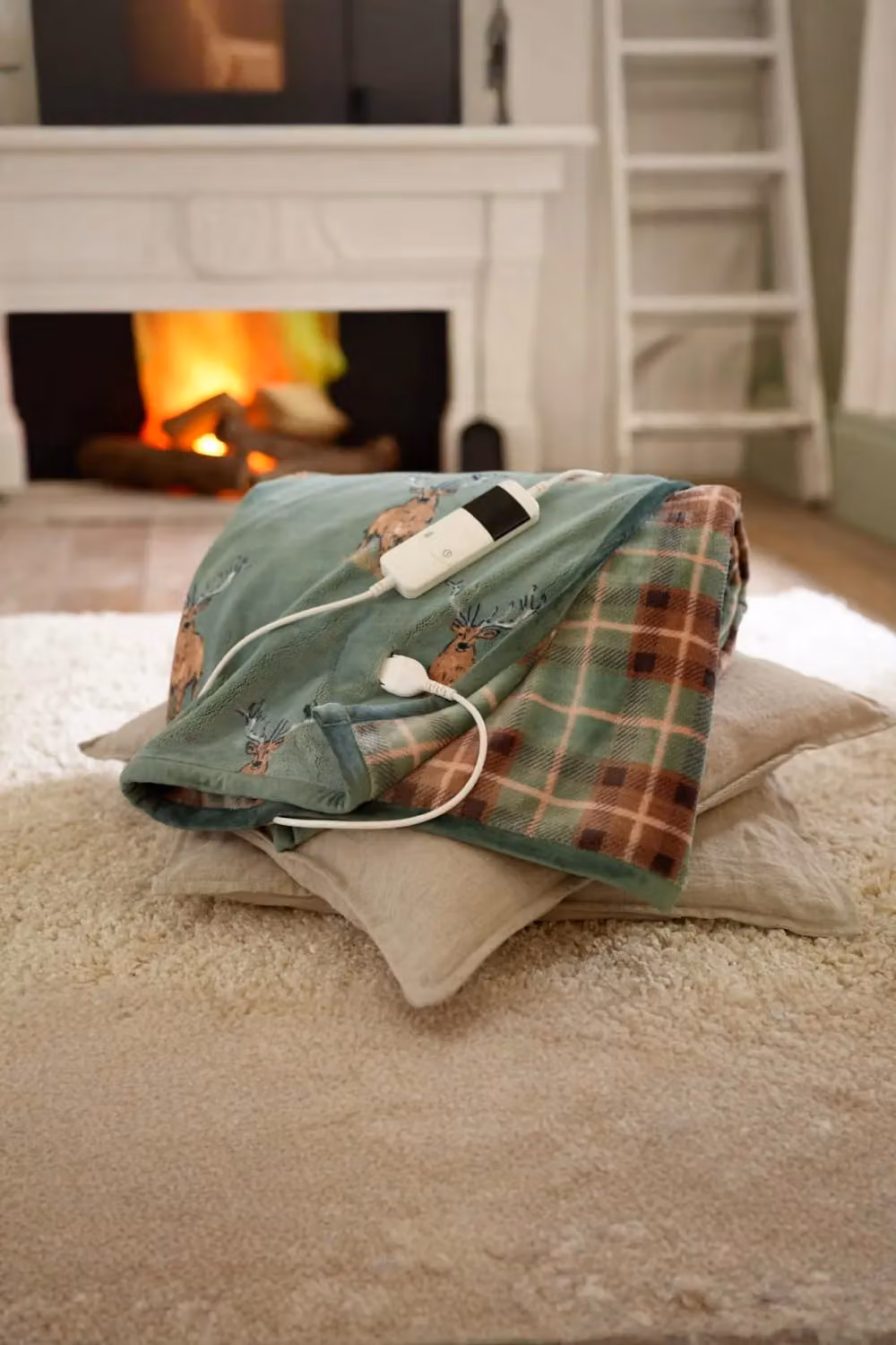 The Lyndon Company Highland Fell Heated Throw, Soft Green Plush Blanket, W: 140 cm, L: 180 cm – 2