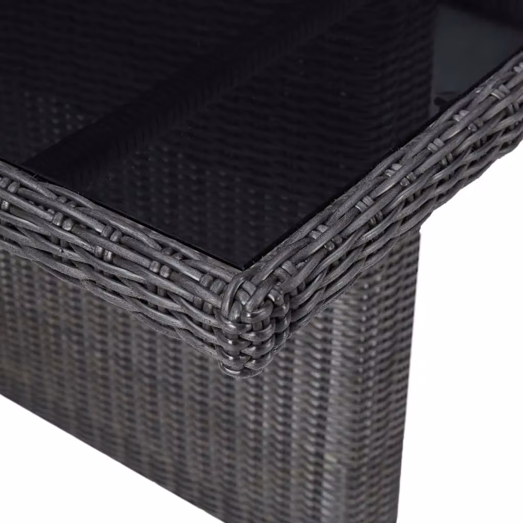 Berkfield Home Garden Black Modern Dining Table with Glass and Poly Rattan, W/D/H: 200 x 100 x 74 cm – 4