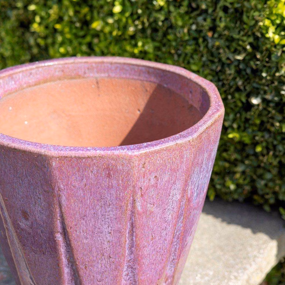 Primrose Round Glazed Terracotta Planter in Glossy Purple Mix, Diameter: 41 cm – 3