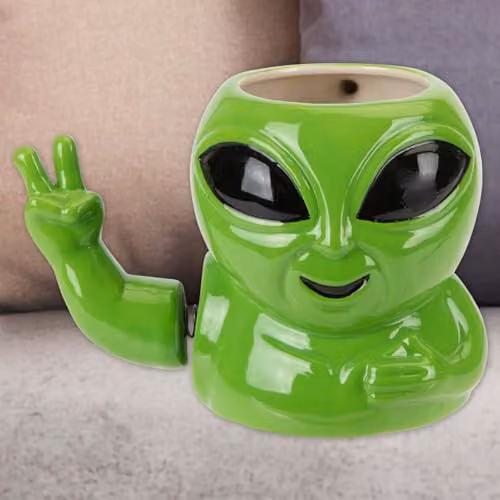 VFM e-Store Shaking Alien Wobble Mug, Green, Ceramic, W/D/H: 12 x 12 x 15 cm – 5